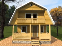 Дом из бруса 6х8 | Одноэтажные с мансардой деревянные дома и коттеджи с террасой