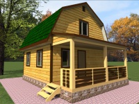 Дом из бруса 6х8 | Деревянные дачные дома с террасой