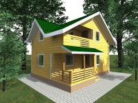 Дом из бруса 6х9 | Полутороэтажные деревянные дома и коттеджи с балконом