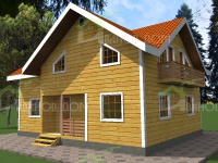 Дом из бруса 8х11 | Полутороэтажные деревянные дома и коттеджи с балконом