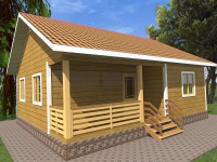 Дом из бруса 8х9 | Одноэтажные деревянные дачные дома с террасой